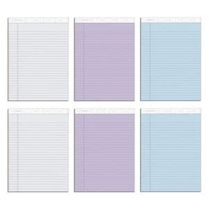 8.5 x 11 Legal Pads, 6 Pack, Prism Brand, 2 Gray/2 Blue/2 Purple, Wide Ruled,... - Picture 1 of 6