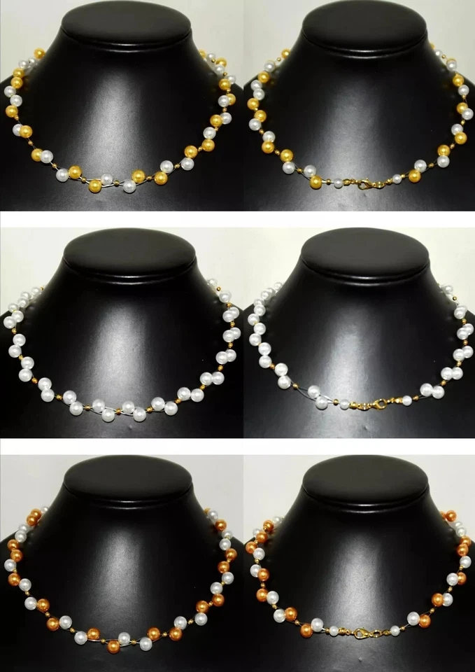 Ketten, Kunst-Perlen & Metall Perlen Hals-Kette 30 cm-60 cm P. Ø 8mm Neu 1 Stück - Bild 1 von 1