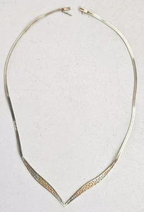 Vintage 14K Tri Color Weave Chevron Herringbone Necklace / Choker 16" - Picture 1 of 19