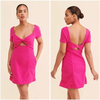 Maeve Anthropologie Cut-Out Mini Dress Hot Pink Textured size XL - Image 1 of 4