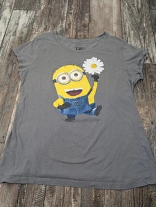 Minions Despicable Me T-Shirt Girl's XXL Gray Short Sleeve Minion Funny - Picture 1 of 8