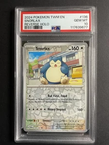 Snorlax 136 PSA 10 2024 Pokémon TWM EN Reverse Holo - Picture 1 of 1