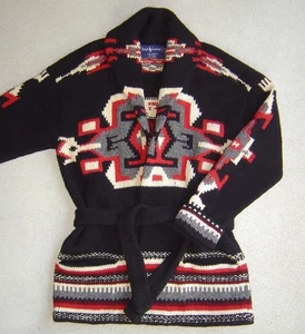 NWOT Ralph Lauren Southwestern Aztec Hand Knit Thick Wool Sweater M-L - Picture 1 of 9