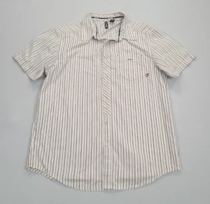 Split Shirt Mens Large White Brown Button Up Casual Comfort Stylish - Picture 1 of 6