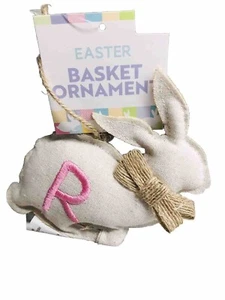 Easter Bunny Monogram Letter R Hanging Fabric Charm Ornament 5 Inches Tall - Picture 1 of 4