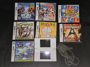 Nintendo DS Lite White /w Stylus, AC adapter, and 7 game bundle! New top screen! - Picture 1 of 4