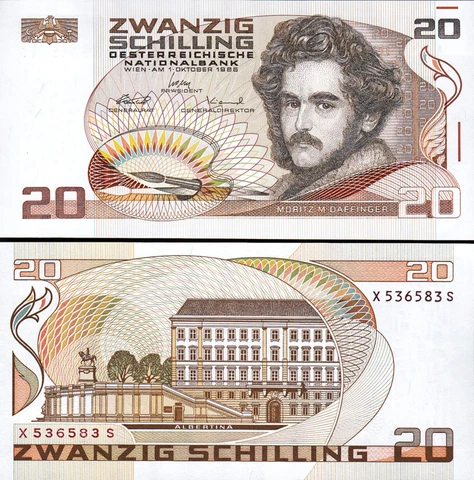Austria 20 Schilling 1986 1988, UNC, P-148 Cover