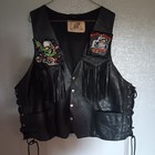 Genuine Leather Motorcycle Vest With Patches Harley Davidson Abate Size Medium 