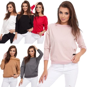 Ladies' Blouse with Open Shoulders Ladies Sweatshirt in Classic Colours FT3304 - Picture 1 of 28