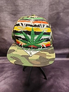 Black Eagle AceCap Marijuana Cannabis Weed Pot Leaf Adjustable Snapback Flat Hat - Picture 1 of 5