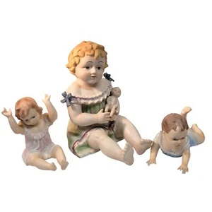 Piano Babies Lot 3 Bisque Vintage Figurines Porcelain Victorian Need Cleaning - Picture 1 of 12