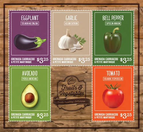 Grenadines - 2014 Fruits and Vegetables Stamp - Sheet of 5 MNH - Image 1 of 1
