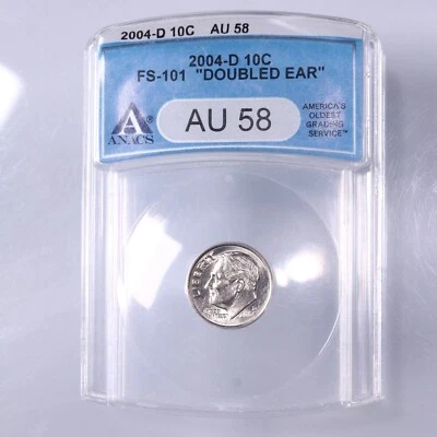 2004-D Roosevelt 10C ANACS Certified AU58 FS-101 Doubled Ear - Image 1 of 2