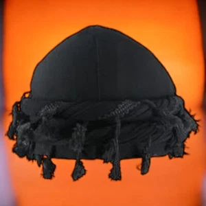 Mens BLACK Tassel Turban Hat Braided Front Headwrap Cap – Bold Style 23–24" - Picture 1 of 3
