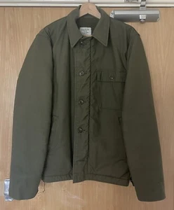 Vintage 1980s A-2 Deck Jacket USN US Navy Military Lined Green 38 Medium - Picture 1 of 7