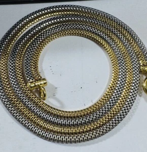 18K 750 Real DUBAI UAE Gold Snake Chain Necklace 17” long 5.5mm 15.8g Twotone - Picture 1 of 8