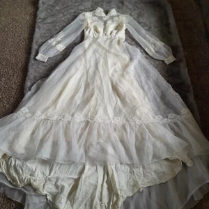 Vestido de novia vintage original de novia hecho en unión marfil encaje floral - Imagen 1 de 13