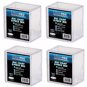 4 x Ultra PRO 200 Count (200ct) Card Storage Box 2-piece Standard Holder Clear - Picture 1 of 4