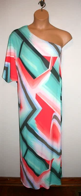 NUEVO Vestido Maxi Sausalito Largo Multicolor Un Hombro Trina Turk Para Mujer Talla 8 Foto 1 de 4