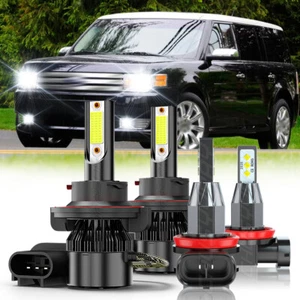 For Ford Flex 2009-2019 4pc 6000K LED Headlight Hi/Lo Beam + Fog Light Bulbs Kit - Picture 1 of 16