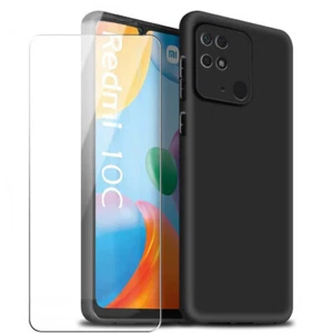 Coque Pour Xiaomi Redmi 10C Silicone Noir + Verre Trempe Little Boutik® - Imagen 1 de 4