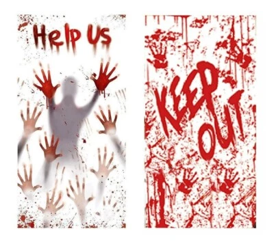 LR SUPPLIES Halloween Door Cover Scary Blood Decoration Reuse Spooky Horror Party Wall Decor