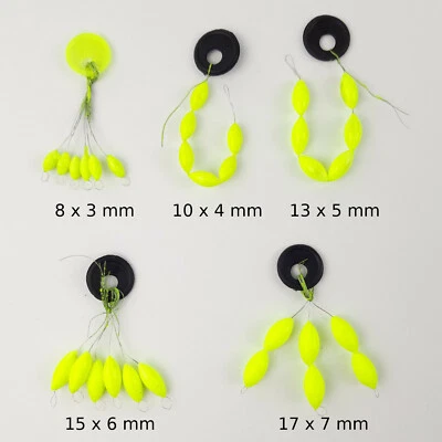 NOBRAND 30/60er Pack PILOT POSEN Forellen Trout Mini KugelnSchwimmer Bissanzeiger gelb