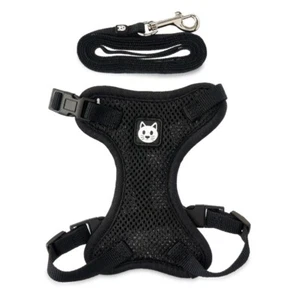 Vibrant Life Mesh Cat Harness & Leash Set, Black, One Size Fits Most - Picture 1 of 6