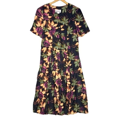 Vintage S.L. Vestido midi Fashions años 90 floral rayón talla 16 hecho en EE. UU. Cottagecore Foto 1 de 4