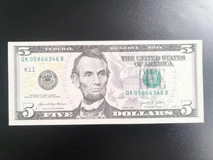 5 $ 2021 ((QK)) FEDERAL RESERVE NOTE CHOICE UNC BU NOTE - Bild 1 von 2