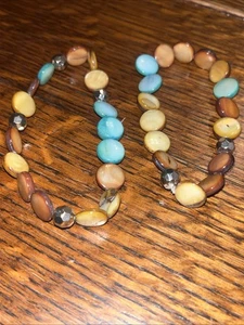 2 Multicolor Beaded Bracelets Matching 6” Expandable - Picture 1 of 1