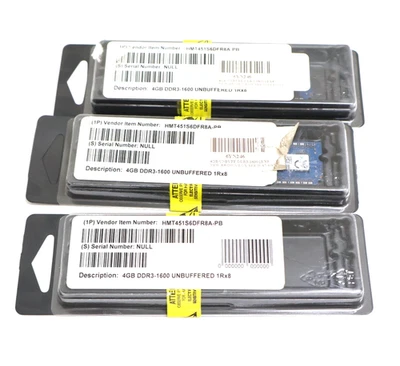 Lot of 3 4GB DDR3 1600MHz PC3-12800 Unbuffered 1Rx8 Memory Ram HMT451S6DFR8A-PB - Image 1 of 4