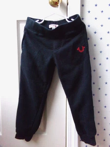 $74 TRUE RELIGION Solid Black Joggers Sweatpants 5 Boys Lounge Pants Logo Skinny - Picture 1 of 13