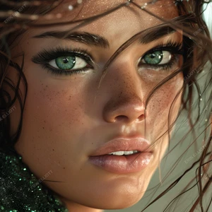 8x8 Photo Art Print Breathtaking Green Eyes Artwork Pretty Girl Picture / Signed - Picture 1 of 2