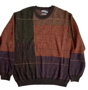 Suéter de cuello redondo con patrón gráfico de alpaca 100 % TALBOTS para hombre talla XXL bloques de colores - Imagen 1 de 4