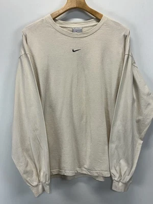 Camiseta De Colección Nike Center Swoosh Manga Larga Hombres X-Grande Beige Y2K Hecha en EE. UU. Foto 1 de 4
