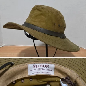 CC Filson Seattle Tin Cloth Packer Hat Waxed Canvas Men’s Size Small Dark Tan - Picture 1 of 13
