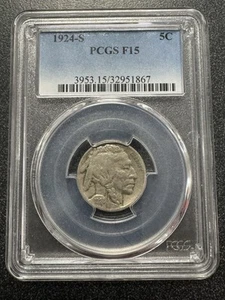1915 S F15 Pcgs Buffalo Nickel - Picture 1 of 8