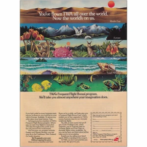 1984 TWA: Now the Worlds On Us Vintage Print Ad - Picture 1 of 1