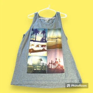 H& M Label of Graded Goods Size L Mens Tank Gray Beach Tropical - Picture 1 of 10