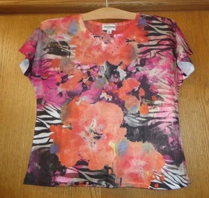 Damengröße PL - orange/rostfarbenes geblümtes TOP - Breckenridge - Dolman Flügelärmel - neu ohne Etikett - Bild 1 von 3