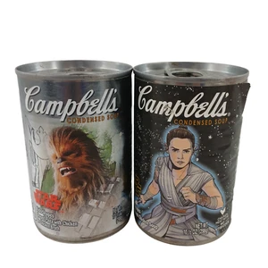 Campbell’s Star Wars Soup Cans Lot of 2 Chewbacca & Rey Collectible 2015 - Picture 1 of 19