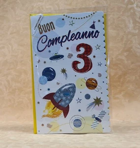 BIGLIETTO AUGURI BUON COMPLEANNO CON NUMERO 3 ANNI SPAZIO cod.27266 - Picture 1 of 2
