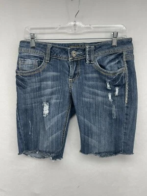 BONGO MUJER SHORTS AZUL TALLA 5 JUNIOR JEAN BERMUDA DOBLADILLO CRUDO DESGASTADO Foto 1 de 4