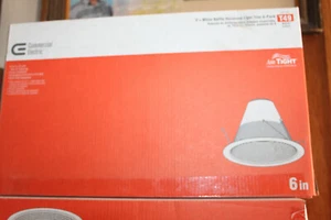 Commercial Electric 6in White Baffle Recessed Light Trim 6-PackT49 AirTight New - Picture 1 of 6