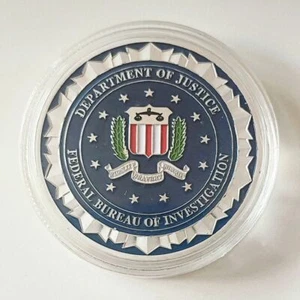 COMMEMORATIVE TOKEN DEPARTMENT OF JUSTICE FEDERAL BUREAU OF INVESTIGATION SILVER - Picture 1 of 4