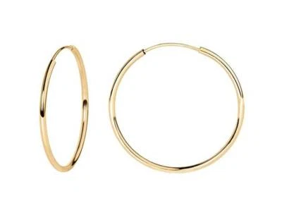 Solid 14k Gold Thin Endless Lightweight Dainty Hoop Earrings Gift Birthday - Image 1 of 4