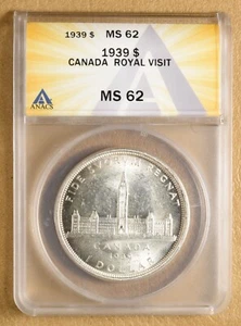 1939 Canada Silver Dollar ANACS MS62 - Picture 1 of 4