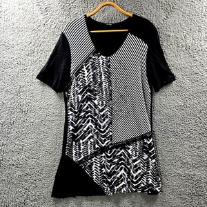 Gerry Weber Womens Tunic Dress Top Size M Black White Stretch Knit Short Sleeve - Picture 1 of 12