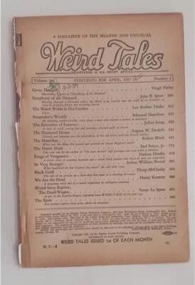 WEIRD TALES PULP APRIL 1937 HENRY KUTTNER ROBERT BLOCH DERLETH NO FRONT COVER - Image 1 of 3